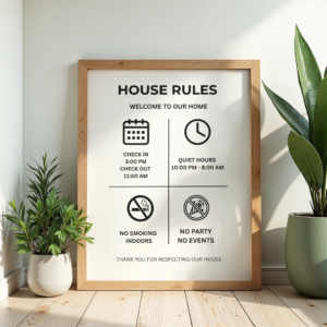 Modern Airbnb House Rules Printable Sign | Editable Canva Template