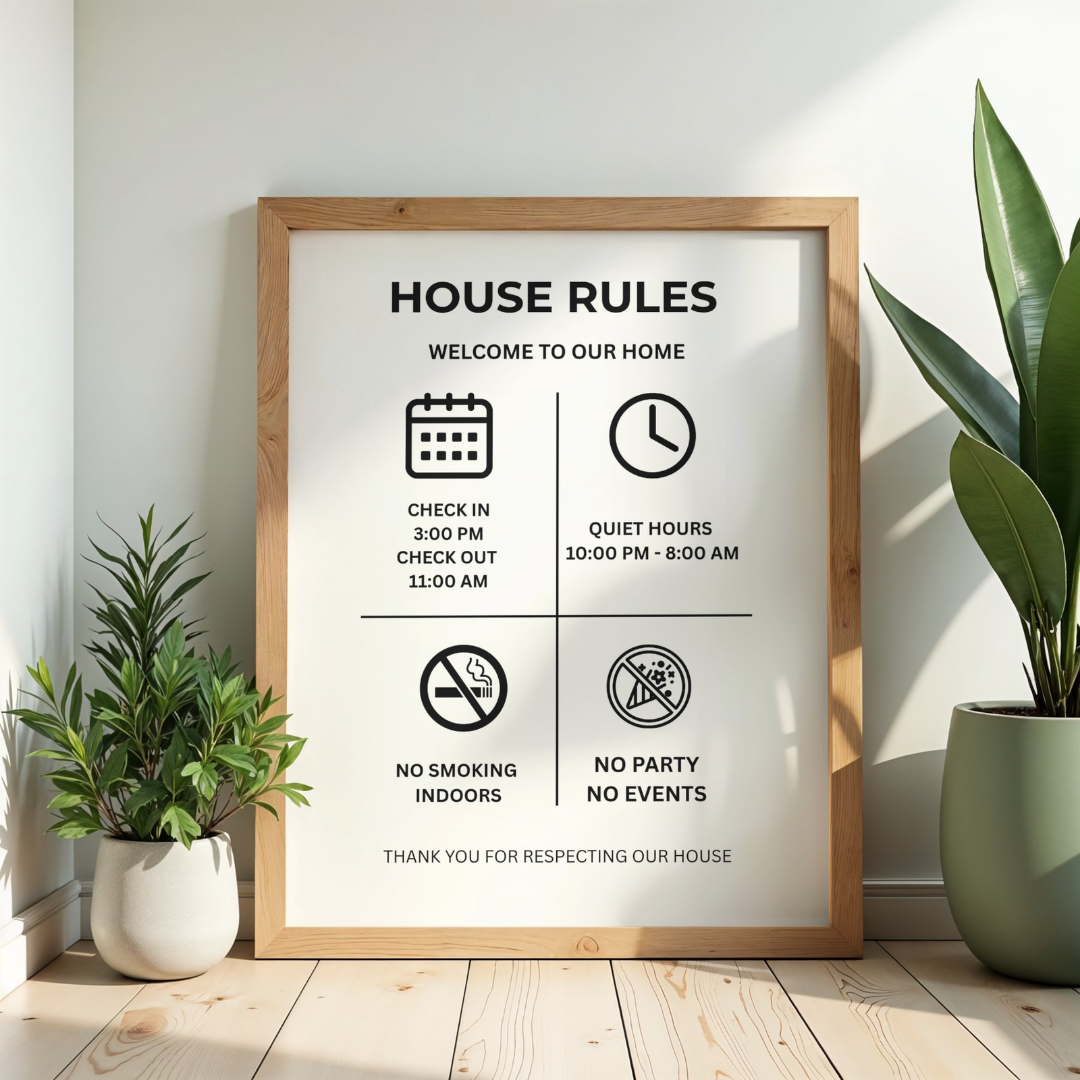 Modern Airbnb House Rules Printable Sign | Editable Canva Template