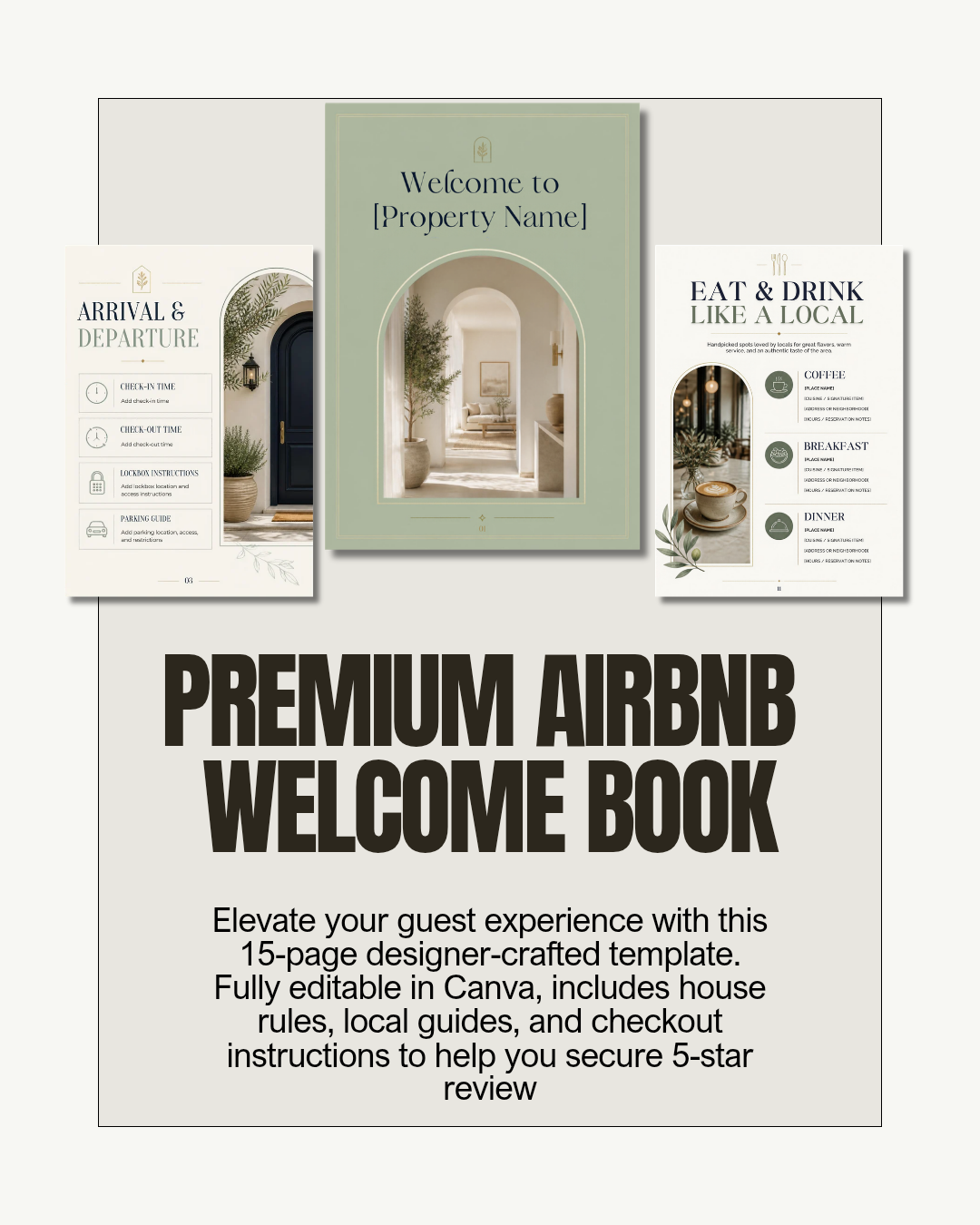 15-Page Premium Airbnb Welcome Book Canva Template